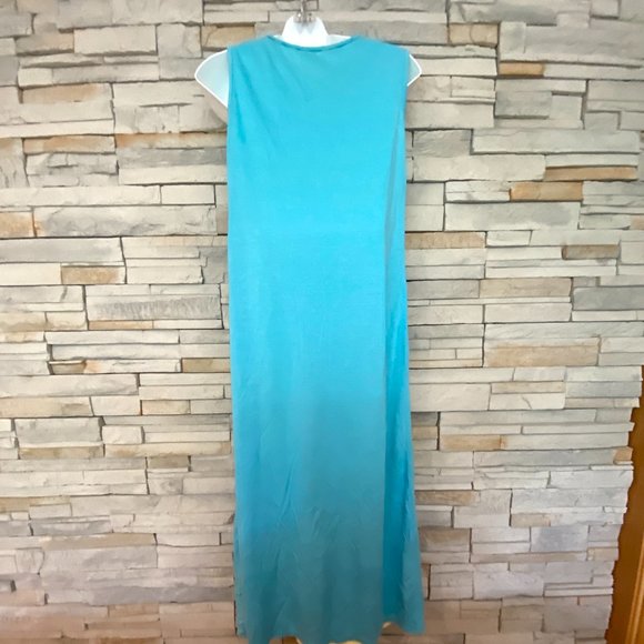 3 for 10$, Aqua Blue Ethnic Maxi Dress with Rose - Picture 3 of 4
